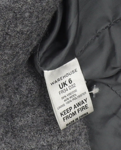 Womens UK Size 6 Warehouse Grey Overcoat