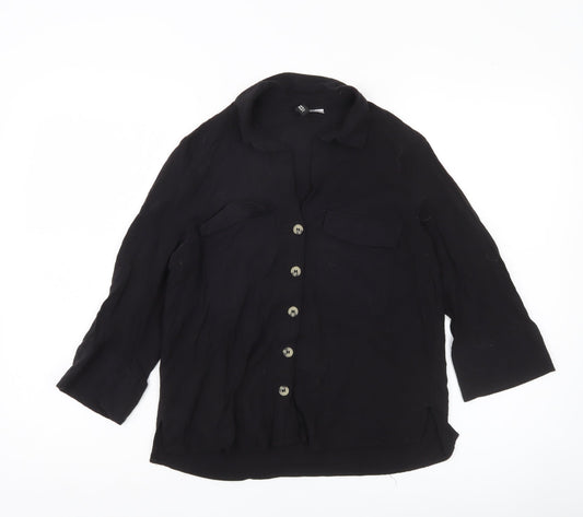 Womens UK Size 6 H&M Black Basic Button-Up