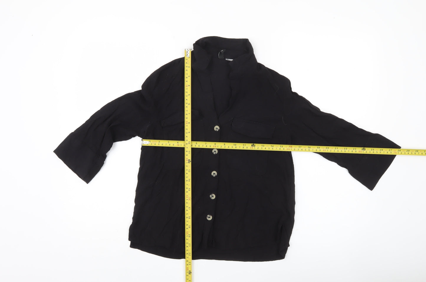 Womens UK Size 6 H&M Black Basic Button-Up