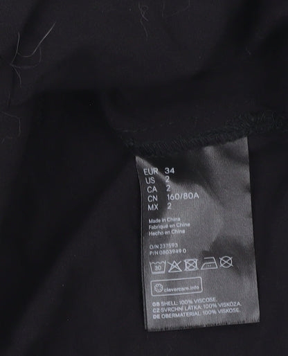 Womens UK Size 6 H&M Black Basic Button-Up