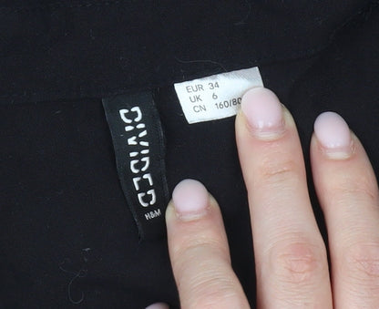 Womens UK Size 6 H&M Black Basic Button-Up
