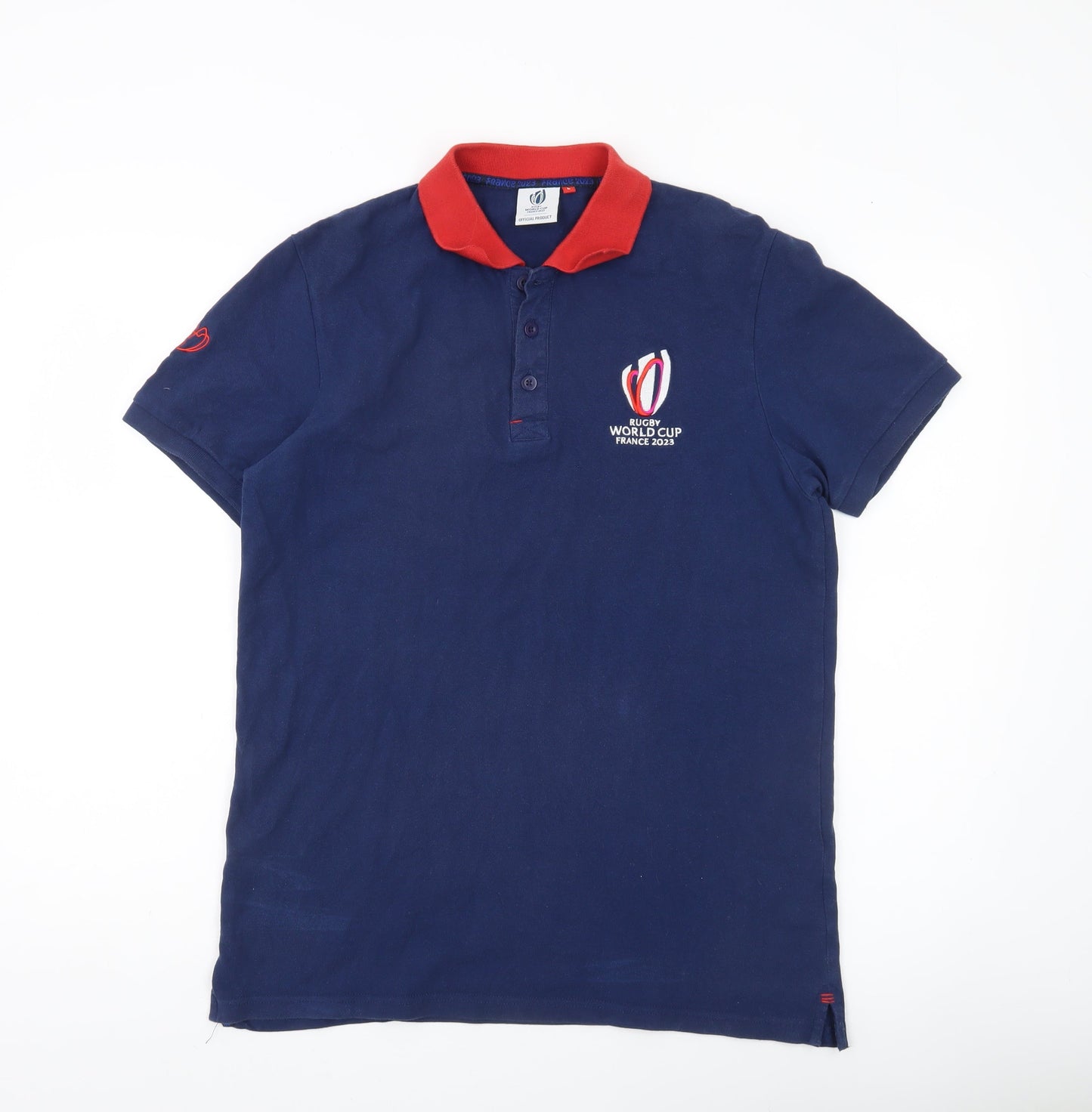 Rugby World Cup France 2023 Men’s Blue Polo Shirt L Cotton