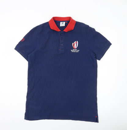 Rugby World Cup France 2023 Men’s Blue Polo Shirt L Cotton