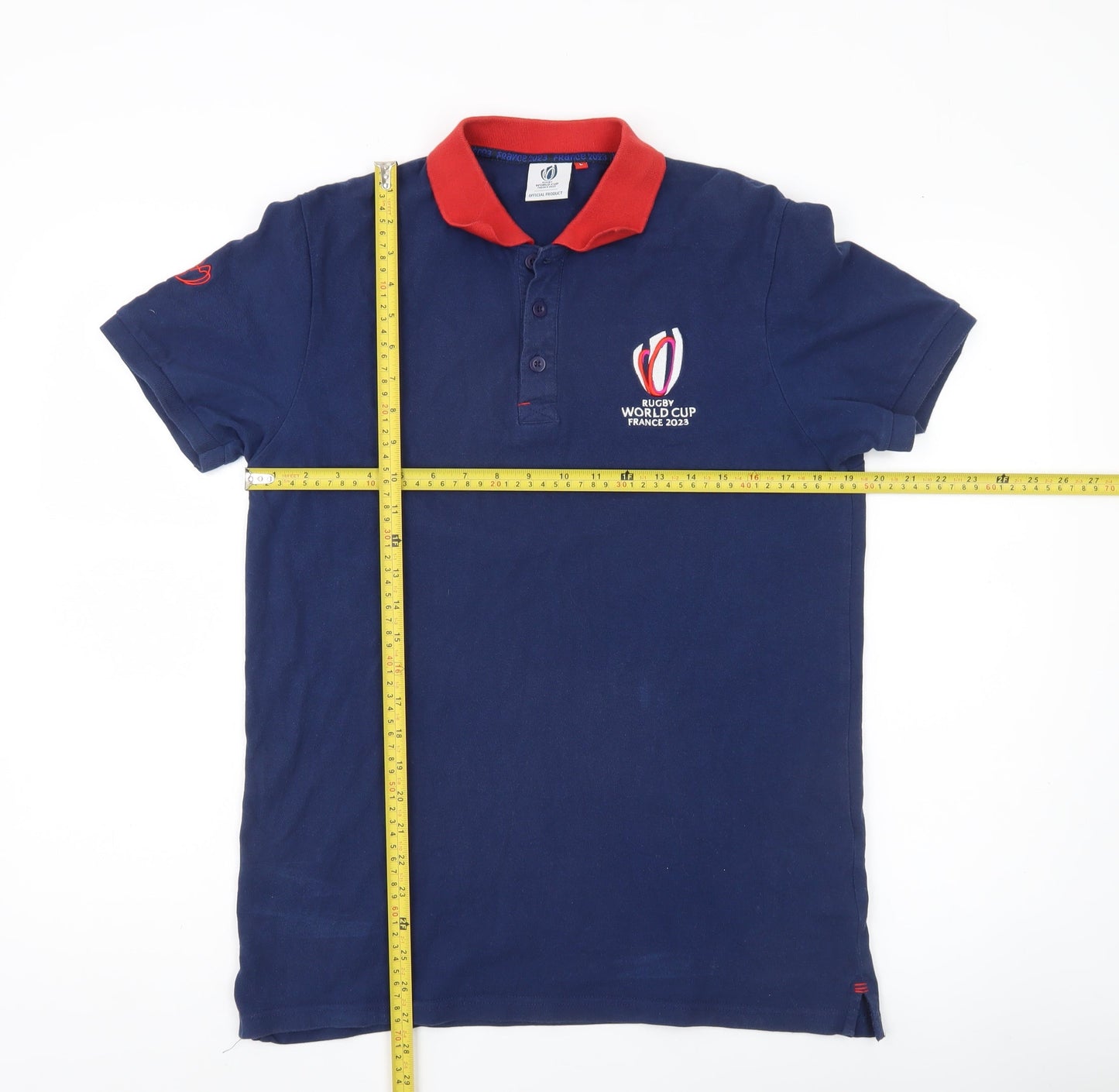 Rugby World Cup France 2023 Men’s Blue Polo Shirt L Cotton