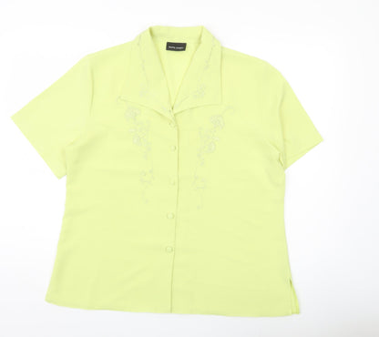 Rocky Creek Women’s Yellow Blouse Size 16 Short Sleeve Collared