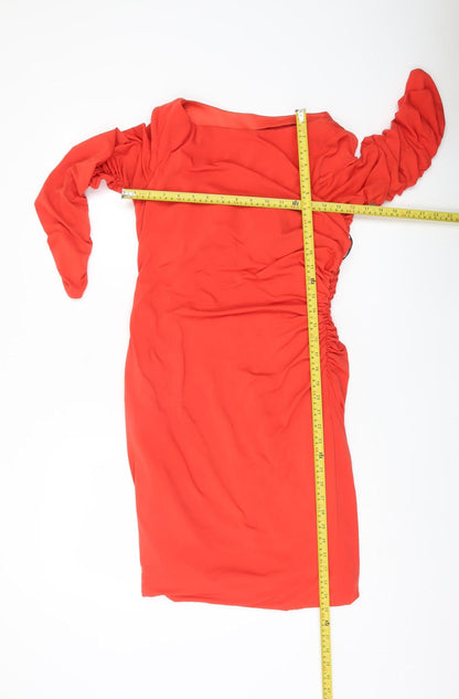 Mascara Women’s Red Sequin Ruched Bodycon Dress Size 10