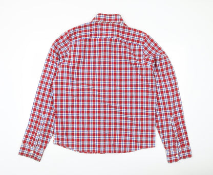 Hollister Men’s Red Check Woven Cotton Button-Up Shirt XL