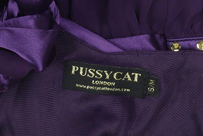 Pussycat London Women’s Purple A-Line V-Neck Knee Length Dress S