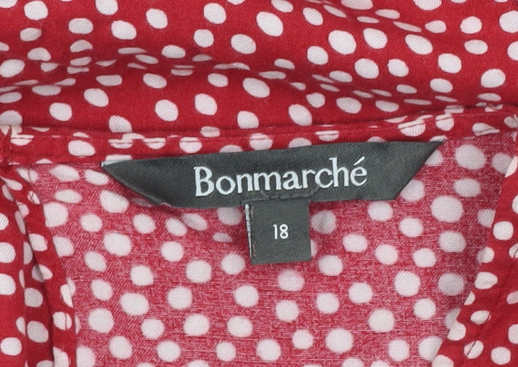 Bonmarché Women’s Red Polka Dot Blouse Size 18 Tunic Style