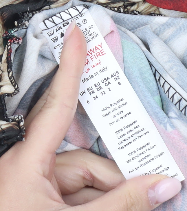 Boohoo Women’s Multicoloured Animal Print Floral Balloon Sleeve Blouse UK 6