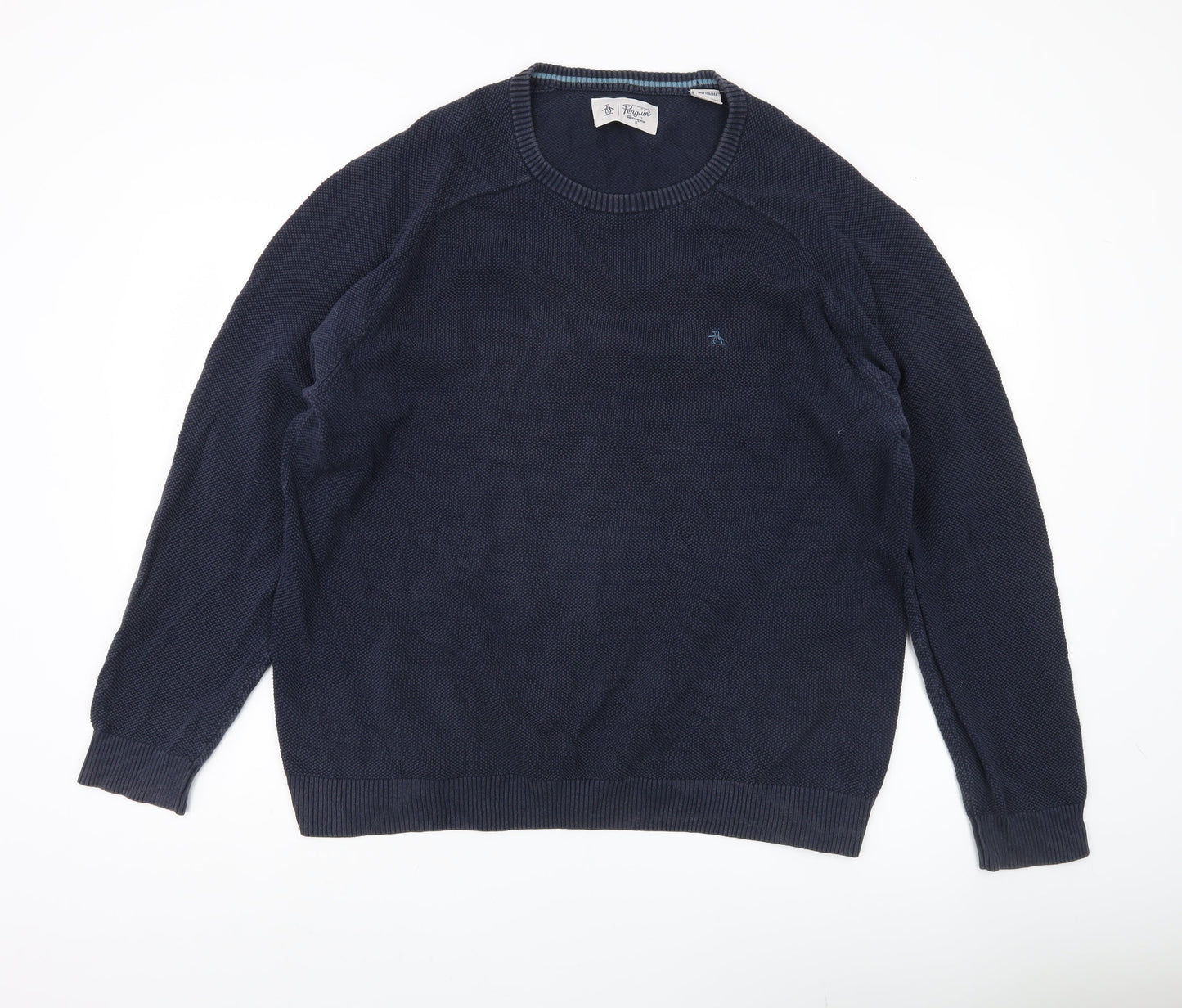 Penguin Men’s Blue XL Cotton Crew Neck Pullover Jumper