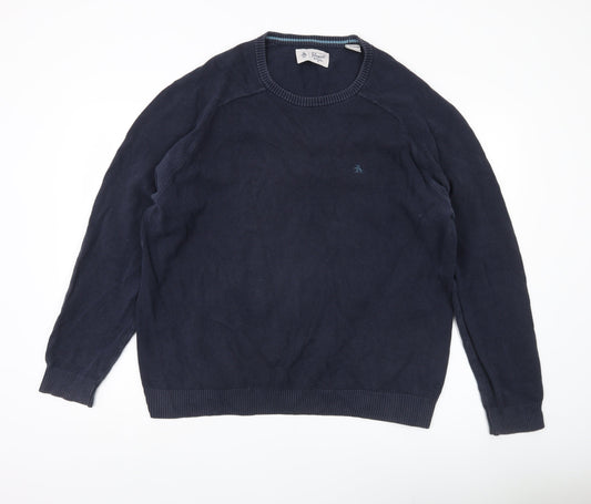 Penguin Men’s Blue XL Cotton Crew Neck Pullover Jumper