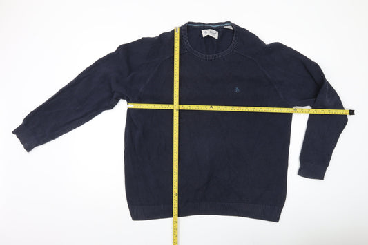 Penguin Men’s Blue XL Cotton Crew Neck Pullover Jumper