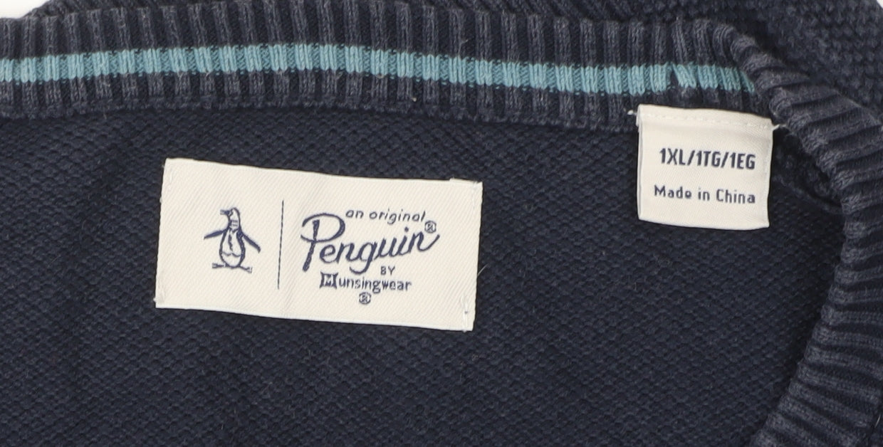 Penguin Men’s Blue XL Cotton Crew Neck Pullover Jumper