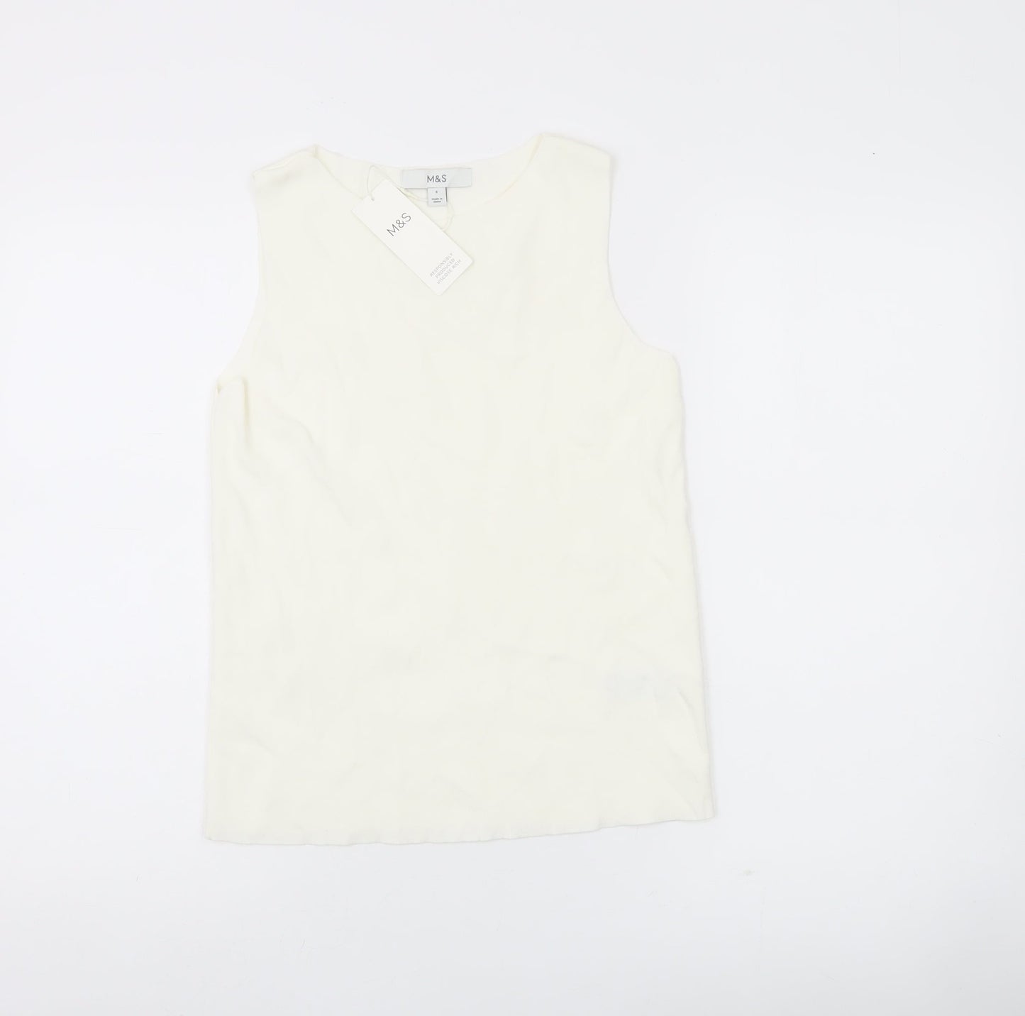 Womens UK Size 8 Marks and Spencer Ivory Basic Tank