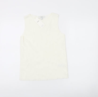Womens UK Size 8 Marks and Spencer Ivory Basic Tank