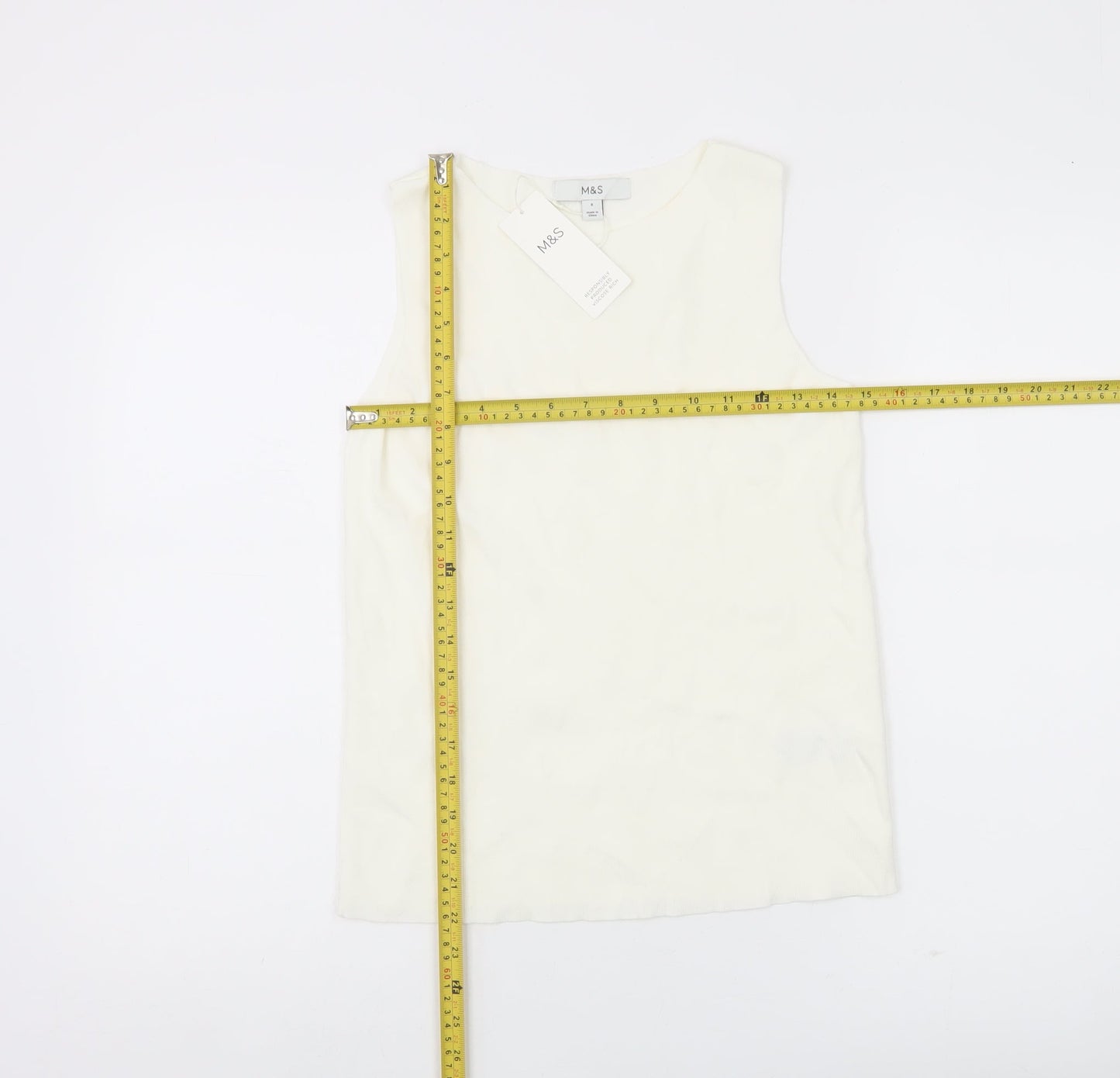 Womens UK Size 8 Marks and Spencer Ivory Basic Tank