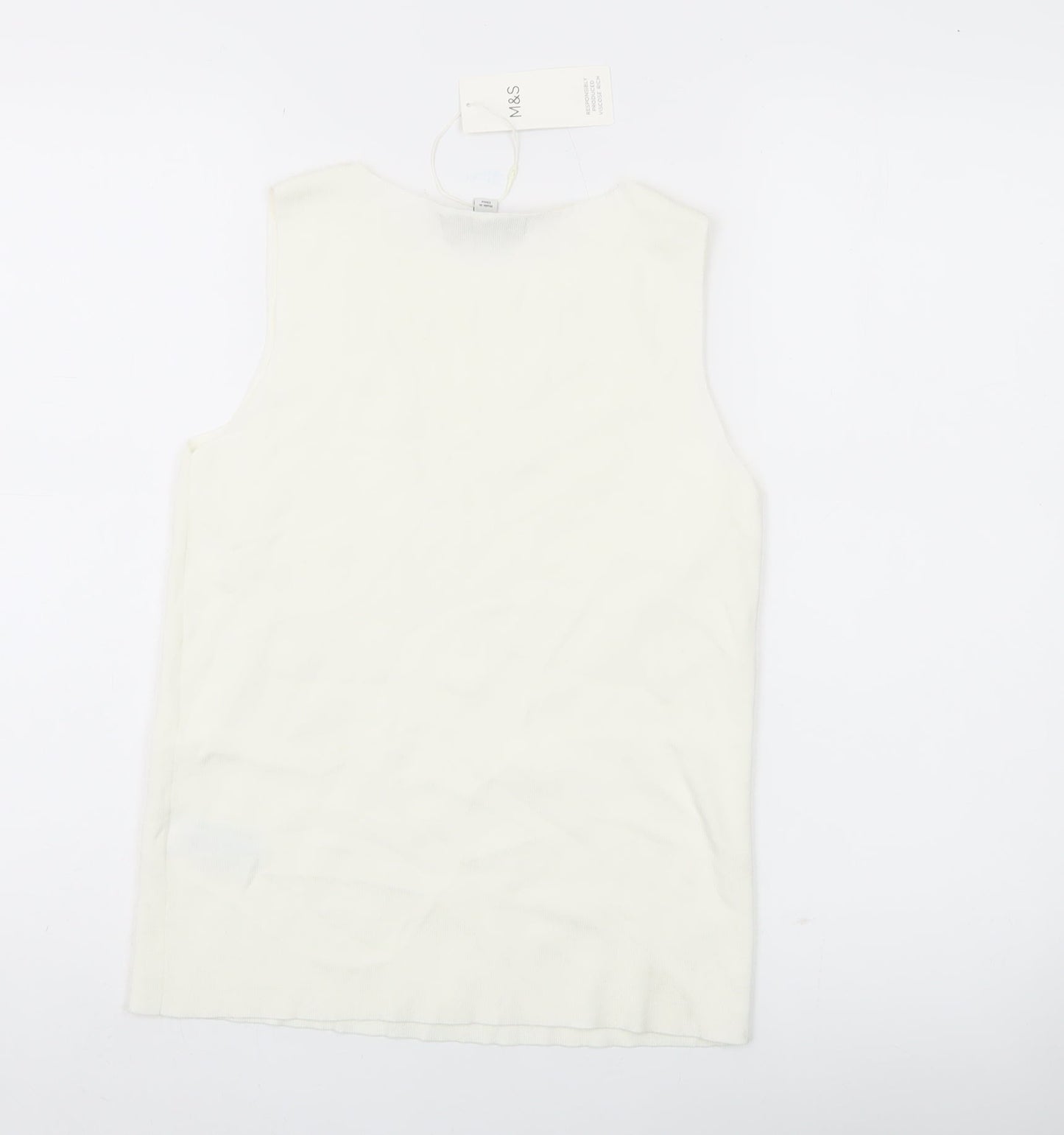 Womens UK Size 8 Marks and Spencer Ivory Basic Tank