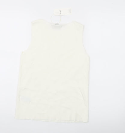 Womens UK Size 8 Marks and Spencer Ivory Basic Tank