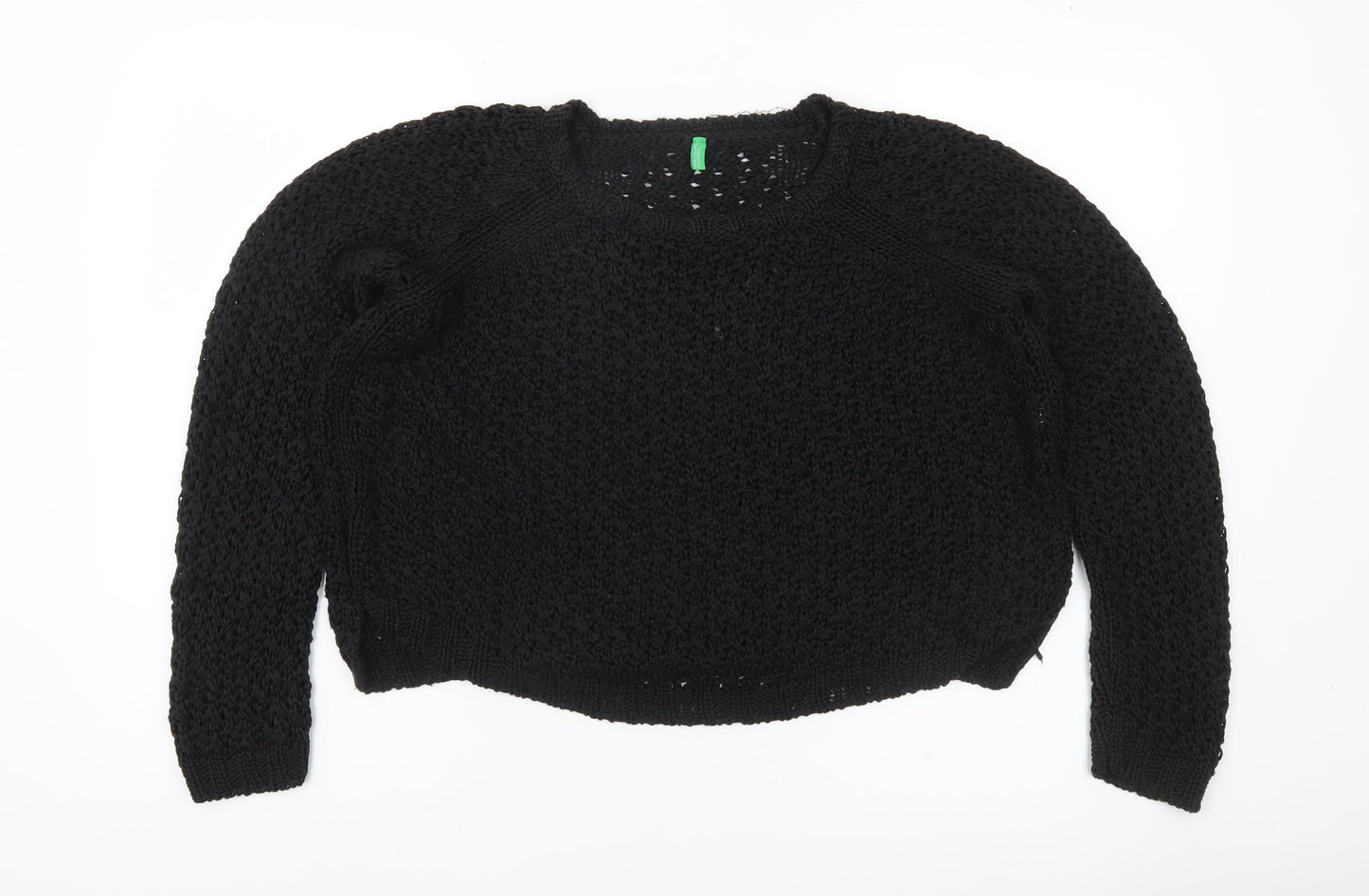 Womens UK Size M United Colors of Benetton Black Pullover Jumper