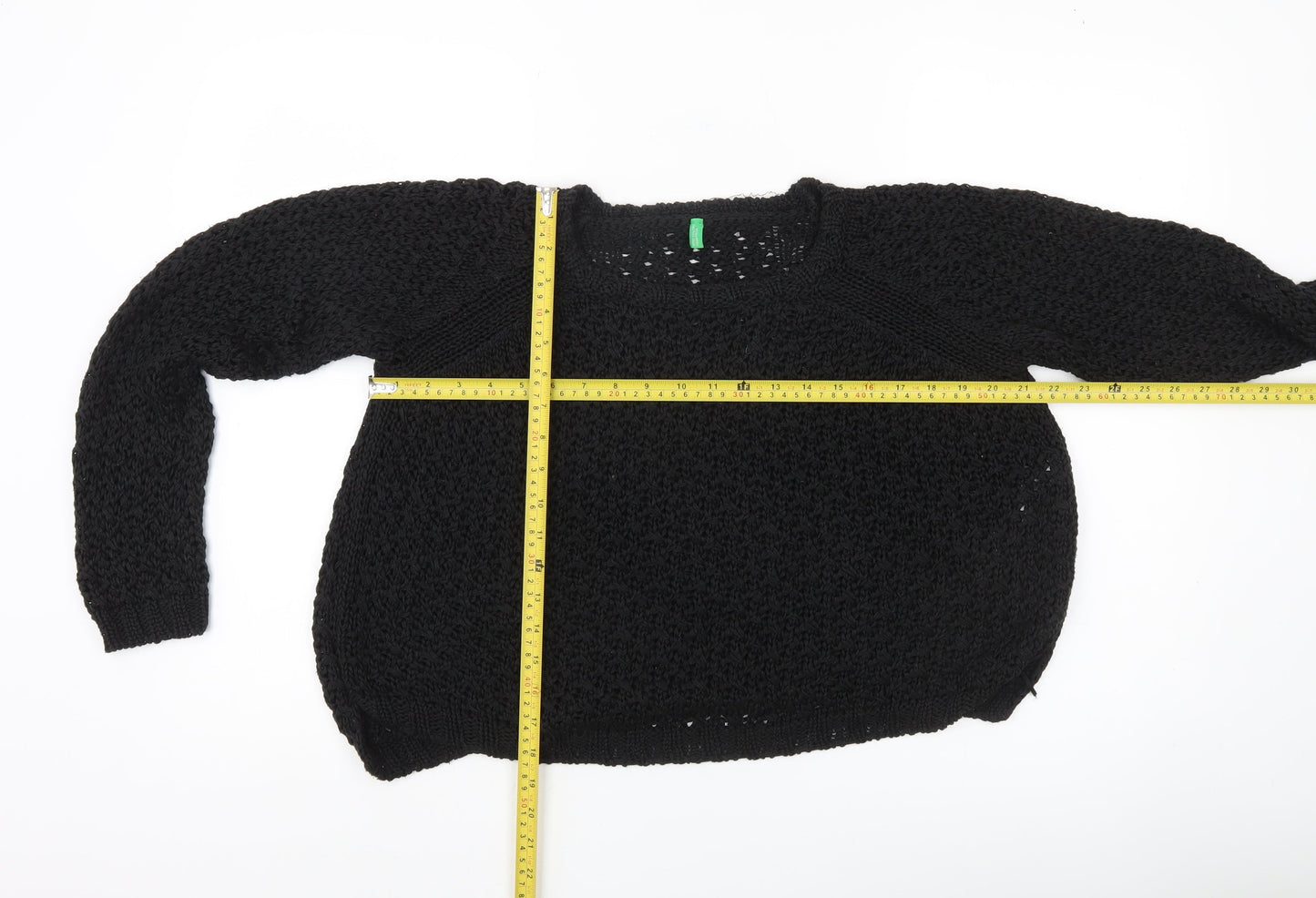 Womens UK Size M United Colors of Benetton Black Pullover Jumper