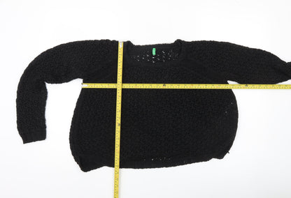 Womens UK Size M United Colors of Benetton Black Pullover Jumper