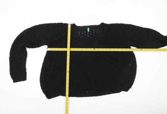 Womens UK Size M United Colors of Benetton Black Pullover Jumper