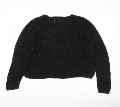 Womens UK Size M United Colors of Benetton Black Pullover Jumper