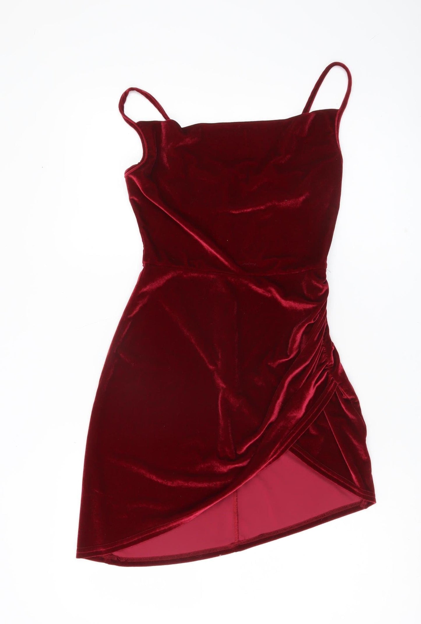 Double Crazy Women’s Red Velvet Bodycon Mini Dress S Sleeveless Party