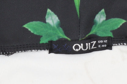 Quiz Women’s Black Floral Bodycon Dress Size 12 Off Shoulder