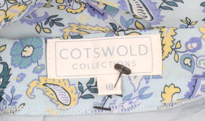 Cotswold Collections Womens Blue Paisley Floral A-Line Midi Skirt Size 18