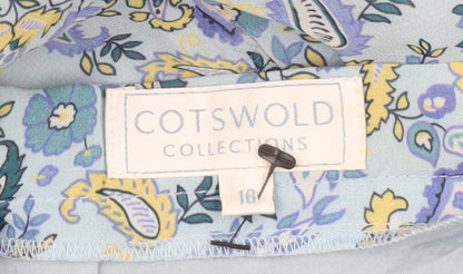 Cotswold Collections Womens Blue Paisley Floral A-Line Midi Skirt Size 18