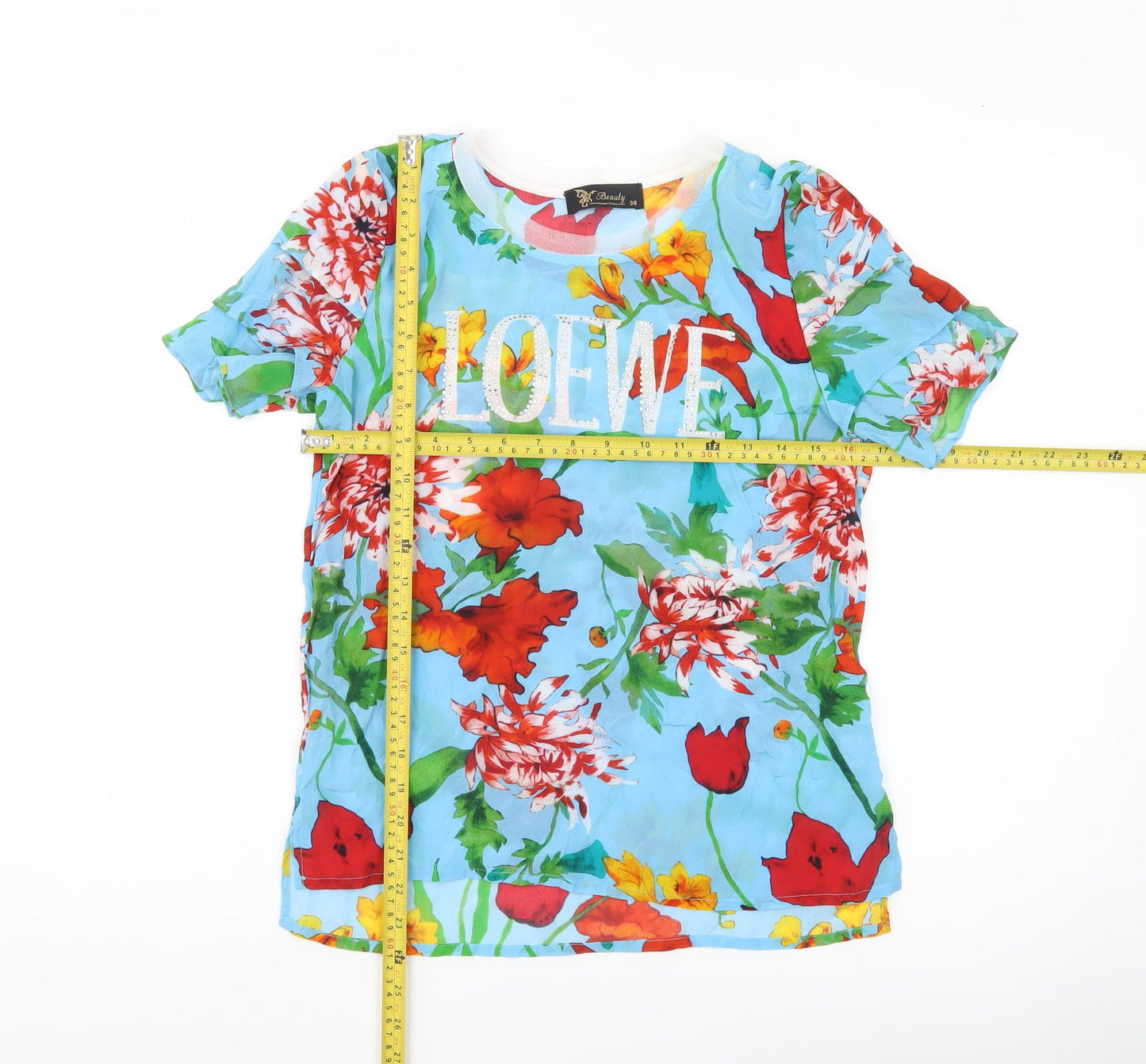 Beauty Fashion Trends Womens Multicoloured Silk Floral T-Shirt Size 10
