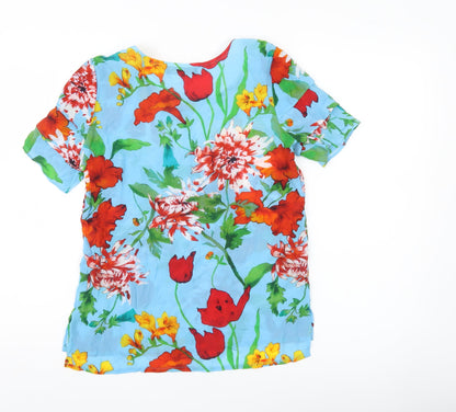 Beauty Fashion Trends Womens Multicoloured Silk Floral T-Shirt Size 10