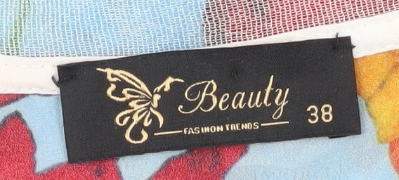 Beauty Fashion Trends Womens Multicoloured Silk Floral T-Shirt Size 10