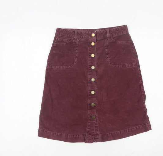 Monsoon Women Purple Corduroy A-Line Skirt UK 8 Knee Length