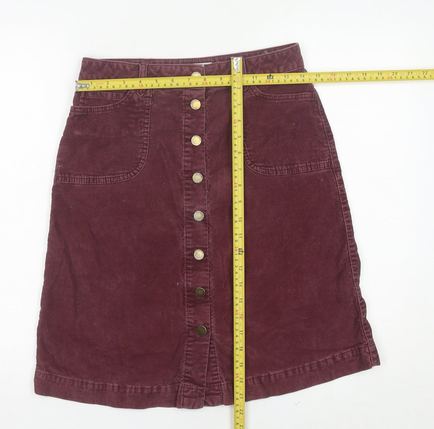 Monsoon Women Purple Corduroy A-Line Skirt UK 8 Knee Length