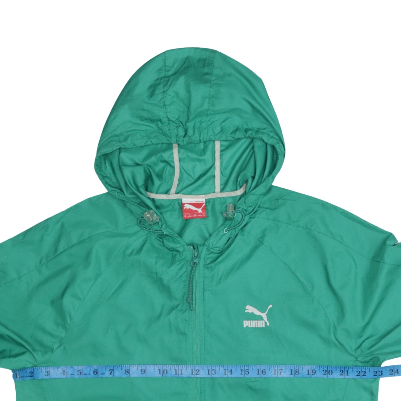 Puma Men's Green M Windbreaker Jacket Hooded Full Zip Polyester