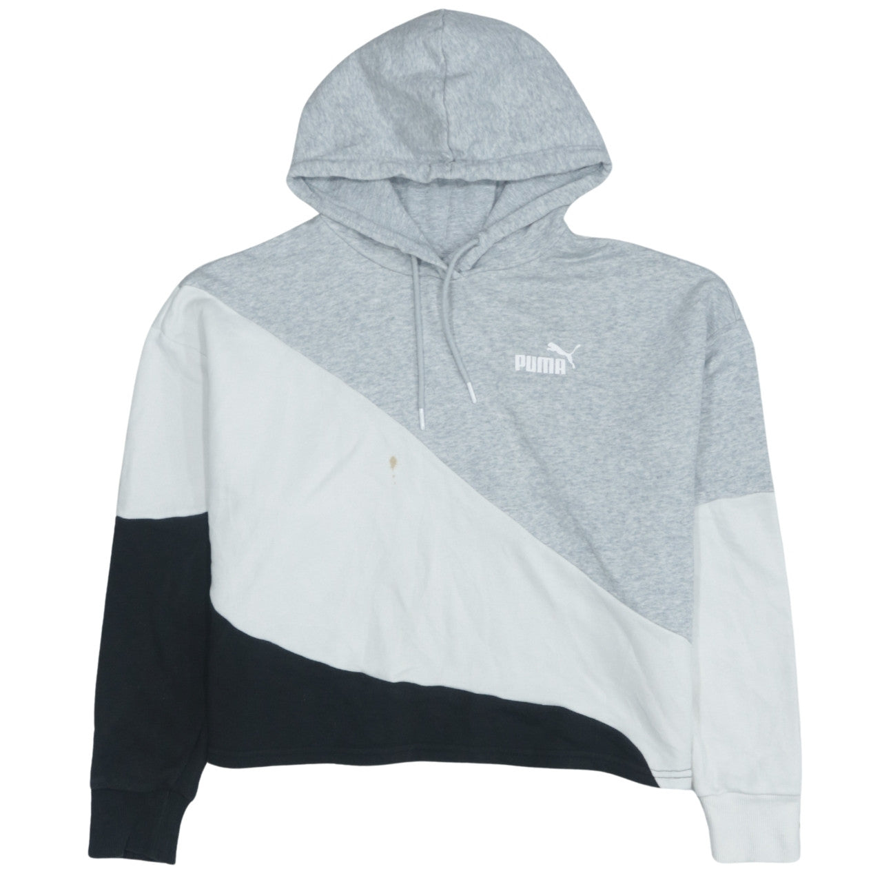 Puma Womens Grey White Black Colourblock Hoodie Size M Pullover