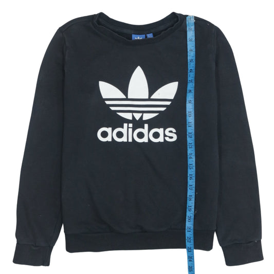Adidas Womens Black Size 12 Logo Sweatshirt Pullover Cotton