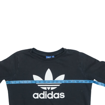Adidas Womens Black Size 12 Logo Sweatshirt Pullover Cotton