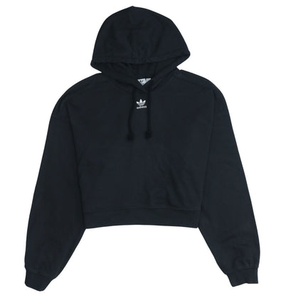 Adidas Womens Black Cropped Hoodie UK 16 Pullover Logo