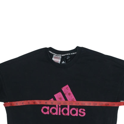 Adidas Girls Black Sweatshirt 13-14 Years Crew Neck Pullover Logo Jumper