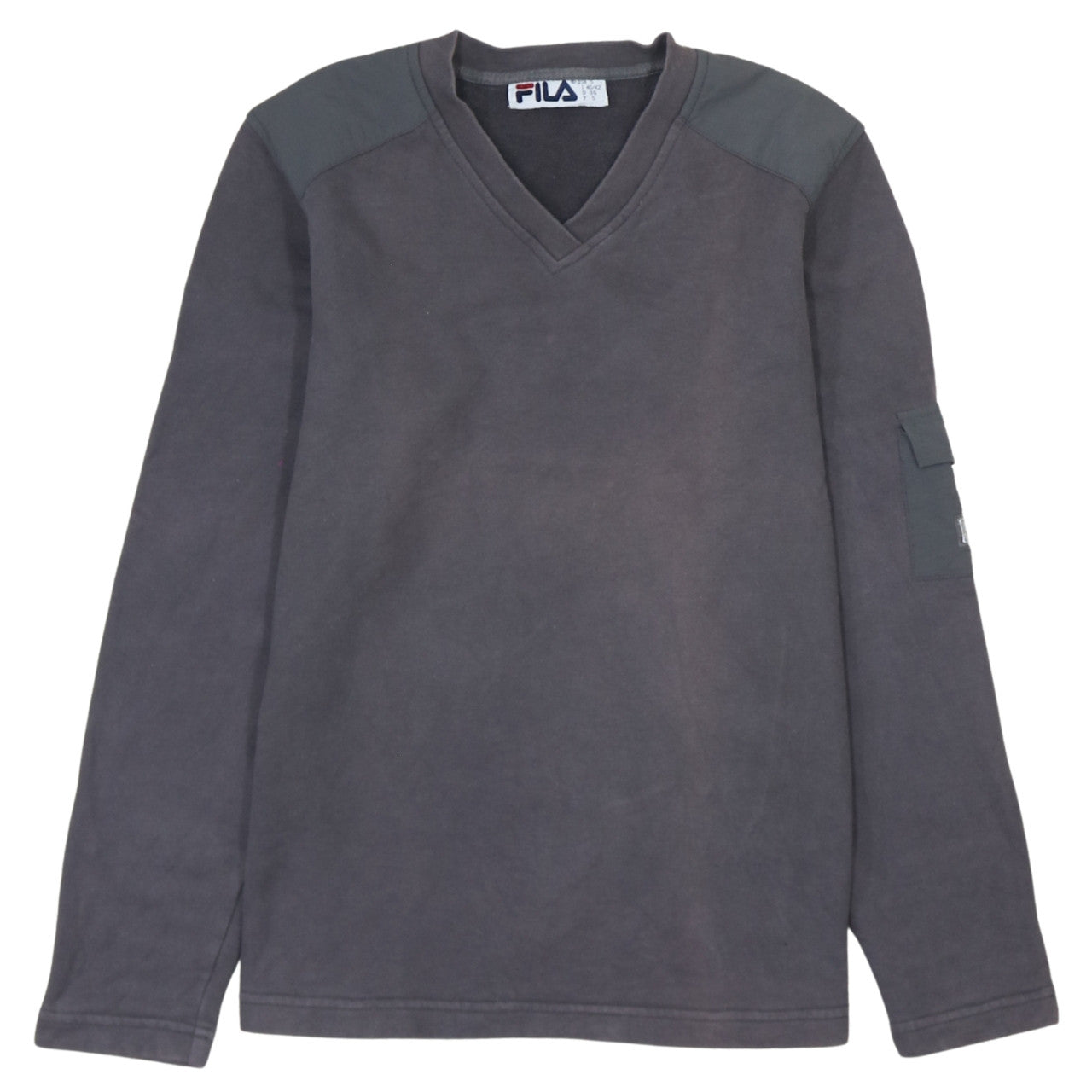 Fila Womens Black V-Neck Sweatshirt Size S Long Sleeve Cotton Blend