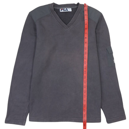 Fila Womens Black V-Neck Sweatshirt Size S Long Sleeve Cotton Blend