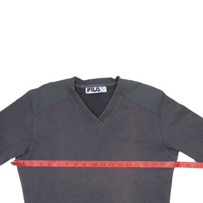 Fila Womens Black V-Neck Sweatshirt Size S Long Sleeve Cotton Blend