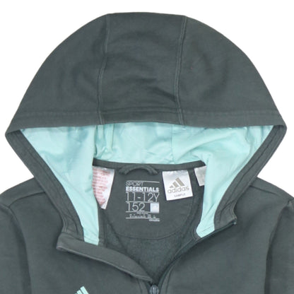 Adidas Boys Grey Full Zip Hoodie 11-12Y Logo Sport Essentials Cotton Blend