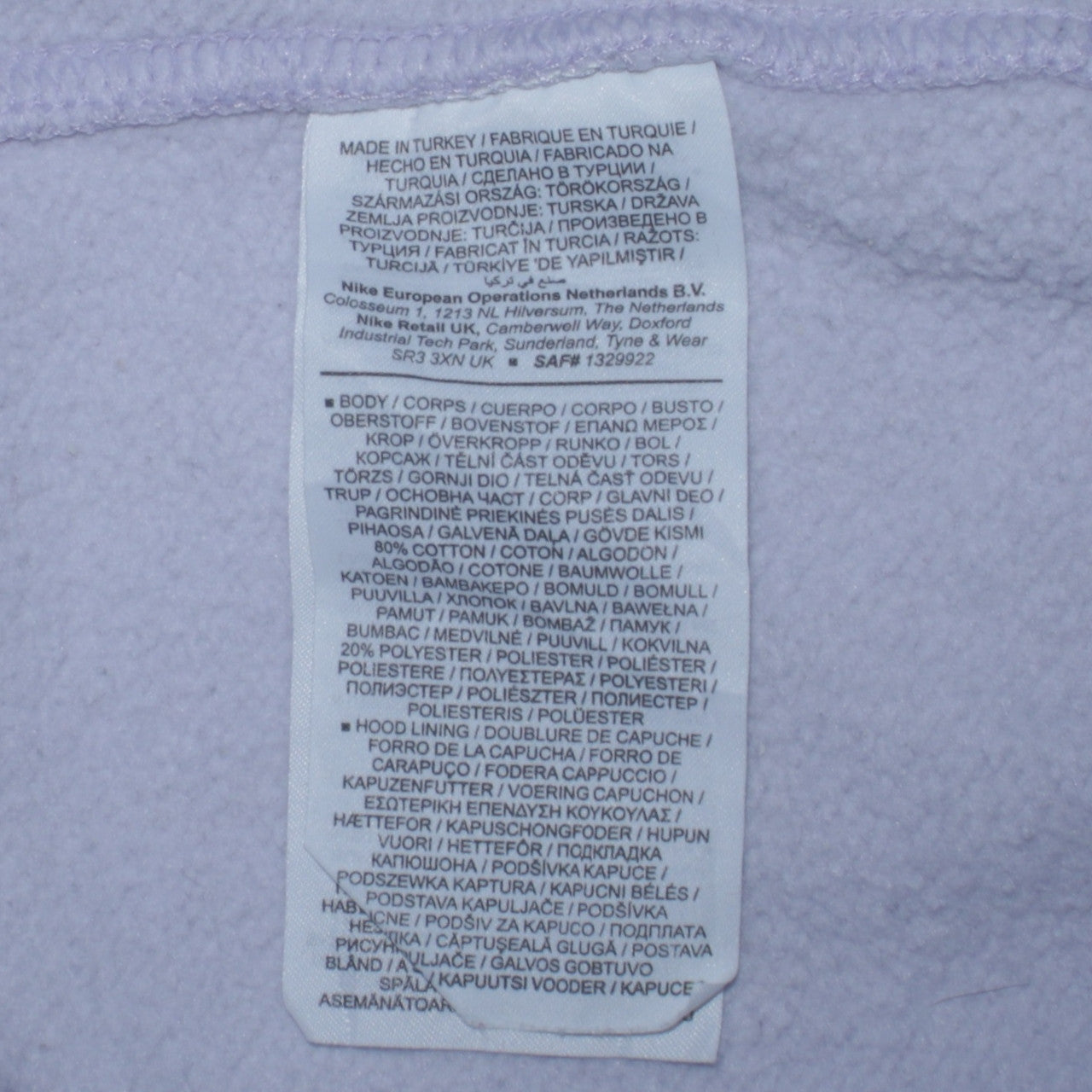 Nike Womens Lilac Hoodie XS Pullover Cotton Blend Logo Casual