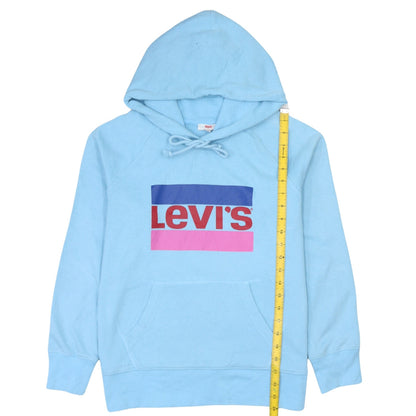 Levi's Women Blue XS Pullover Hoodie Graphic Logo Raglan Sleeve