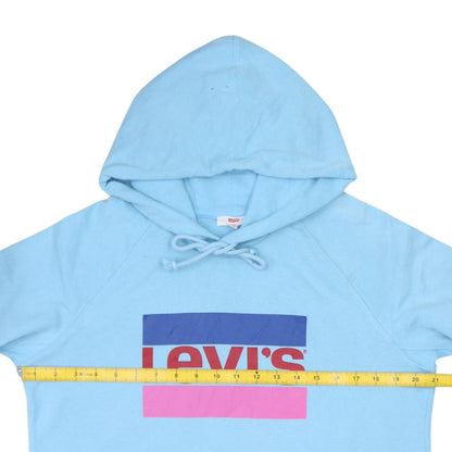 Levi's Women Blue XS Pullover Hoodie Graphic Logo Raglan Sleeve